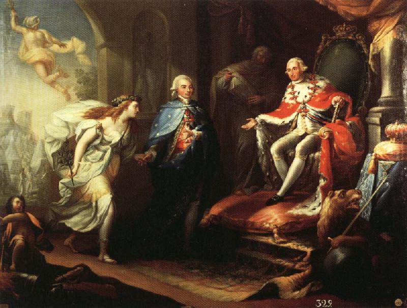 Jose Aparicio Inglada Godoy Presenting Peace to Charles IV